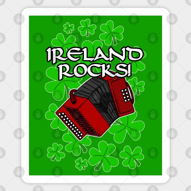 Ireland Rocks Accordion Irish St Patrick's Day Magnet by doodlerob